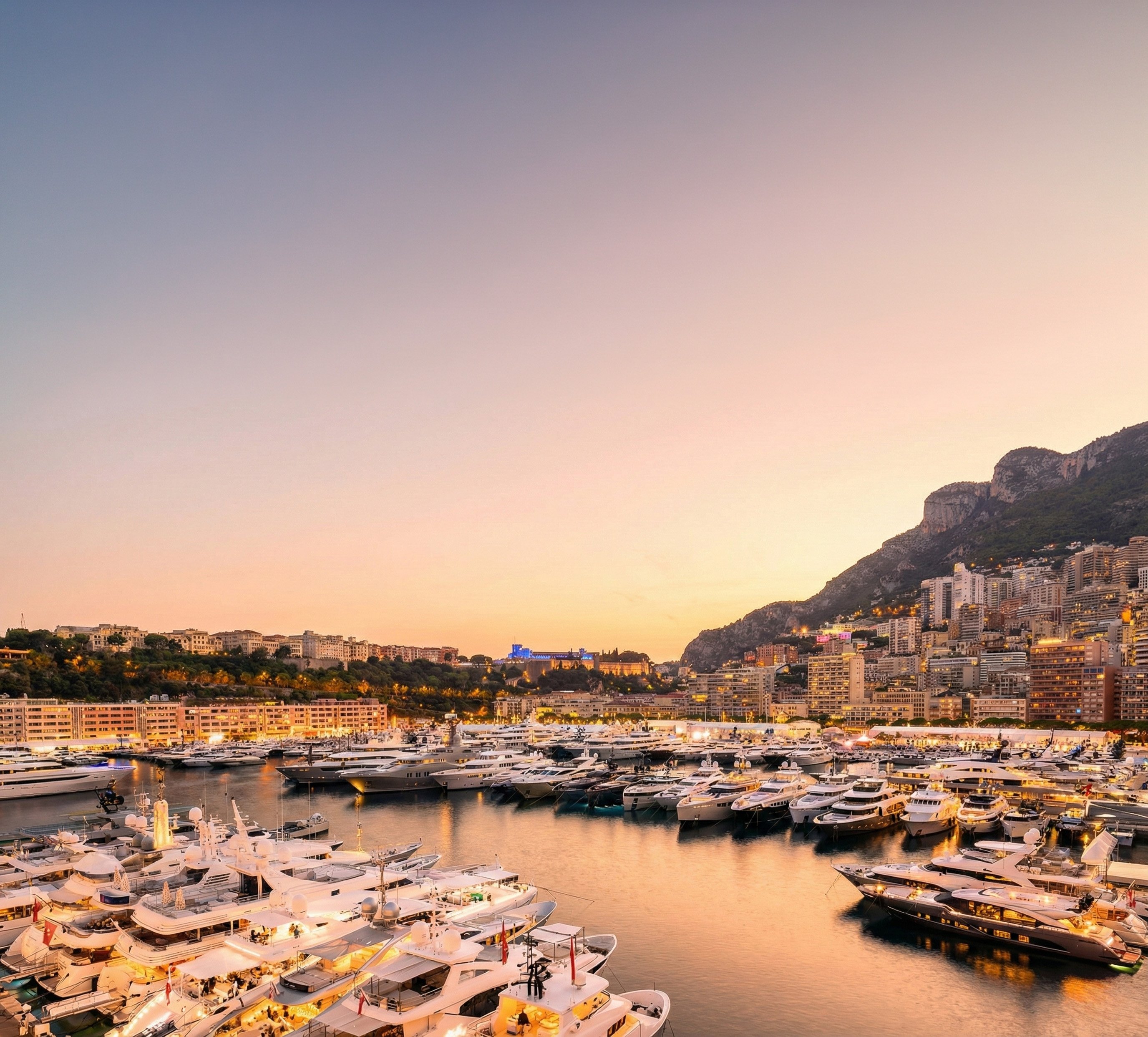 The harbour in Monaco at golden hour