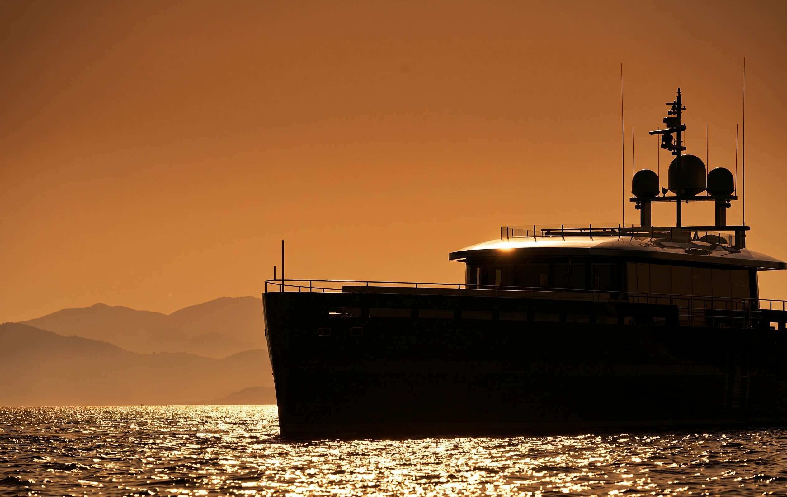 A yacht at sunset
